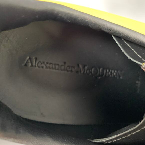 Alexander McQueen Oversized Black Yellow Mens Leather  ALEXANDER MCQUEEN Size 10 Black Yellow Leather Low Top Sneakers